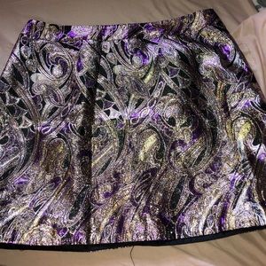 Patterned purple and gold metallic skirt